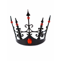 Funny Fashion verkleed kroontje   Halloween Queen   zwart met rode stenen   voor dames   kunststof