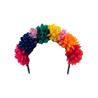 Gekleurde bloemen verkleed diadeem/tiara   kunststof   dames   Day of the Dead thema