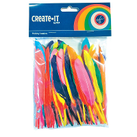 Gekleurde knutsel veertjes   set 100x   Hobby/decoratie sierveren   Knutselen   formaat 14 cm