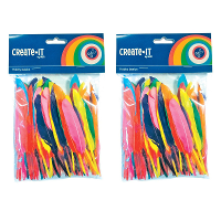 Gekleurde knutsel veertjes   set 200x   Hobby/decoratie sierveren   Knutselen   formaat 14 cm