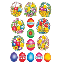 Gekleurde stickers   45x stuks   paaseieren   bloemen   kuikens