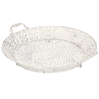 Gietijzeren dienblad/schaal lichtgrijs Lilli 35 cm