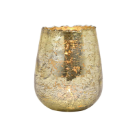 Glazen design windlicht/kaarsenhouder champagne goud 12 x 15 x 12 cm