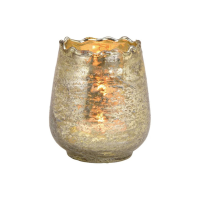 Glazen design windlicht/kaarsenhouder   champagne goud   8 x 9 x 8 cm   waxinelichtjes