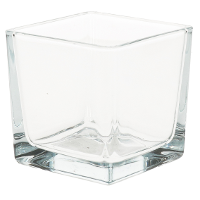 Glazen theelichtjes/waxinelichtjes kaarsenhouder   vierkant   transparant   8 x 8 cm