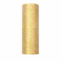 Glitter tule stof   goud   15 x 900 cm   hobbyartikelen/knutselspullen