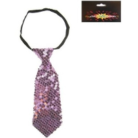 Glitter verkleed stropdas   paars   kort model   pailetten   22 cm