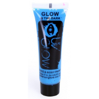 Glow in the dark schmink   blauw   neon   tube   10 ml   licht op bij uv licht   lichaam en gezicht