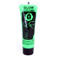 Glow in the dark schmink   groen   neon   tube   10 ml   licht op bij uv licht   lichaam en gezicht
