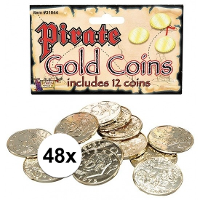 Gouden piraten schat carnaval munten   48x stuks   Verkleed accessoires