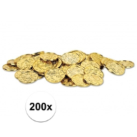 Gouden piraten schatkist munten   plastic   200x stuks   speelgoed   decoratie