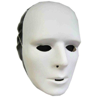 Grimeer masker   wit   van kunststof   met elastiekje   volwassenen