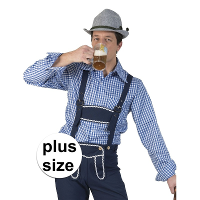 Grote maat blauw/wit geruit tiroler verkleed overhemd voor heren