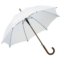 Grote paraplu met houten handvat   wit scherm   D103 cm   volwassenen   polyester