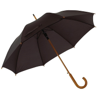 Grote paraplu met houten handvat   zwart scherm   dia 103 cm   volwassenen   polyester