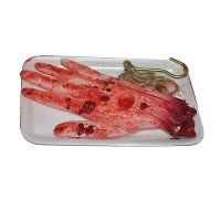 Halloween decoraties   Afgehakte hand met vleeshaak   19 cm   Horror scene   pvc