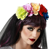 Halloween   Halloween/horror verkleed diadeem/tiara/bloemenkrans   zombie/heks/lady   kunststof   dames/meisjes
