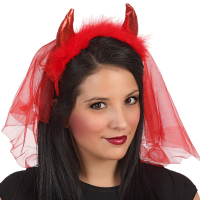 Halloween   Halloween/horror verkleed diadeem/tiara   duivel hoorns/sluier   kunststof   dames/meisjes