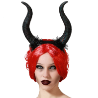 Halloween   Halloween/horror verkleed diadeem/tiara   grote duivel hoorns   kunststof   dames/meisjes