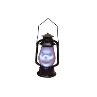 Halloween horror lantaarn met doodshoofd   licht en geluid   30 cm   kunststof