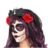Halloween/horror verkleed diadeem/tiara/bloemen   day of the dead   sugarskull