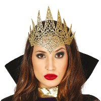 Halloween/horror verkleed diadeem/tiara Evil Queen   gouden kroon   kunststof   dames/meisjes