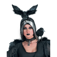 Halloween/horror verkleed diadeem/tiara   met kraai   zwart   kunststof   volwassenen