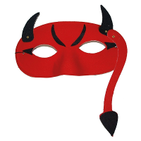 Halloween Oogmasker duivel met staart   rood   volwassenen/kinderen   met elastiekje