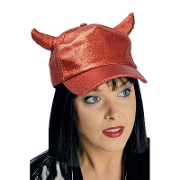 Halloween   Rode glitter pet/cap met duivel hoorntjes voor volwassenen