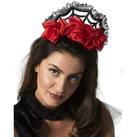 Halloween   Rozen/bloemen verkleed diadeem/tiara/kroon   zwart   kunststof   volwassenen