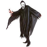 Halloween Scream verkleed cape/gewaad met kap   Spook/geest   zwart   Voor volwassenen