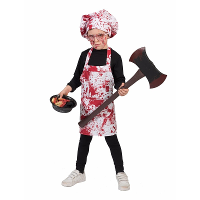 Halloween verkleed bloederig schort met koksmuts   voor kinderen