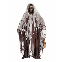 Halloween verkleed kostuum geest/zombie gewaad   bruin   volwassenen