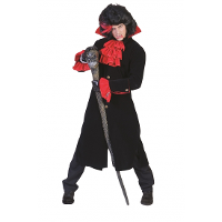 Merkloos Halloween verkleed vampier jas   rode hoge kraag   rode bef   zwart   gothic   Carnaval