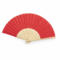 Handwaaier/spaanse waaier   rood   bamboe/polyester   38 x 21 cm   verkoeling/zomer