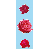 Hang decoratie bloemen/rozen   rood   karton   90 cm lang