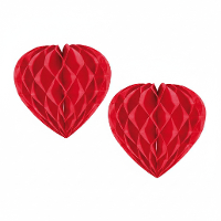 Hangdecoratie hartje rood   honeycomb   papier   D30 cm   versiering   Valentijnsdag/bruiloft