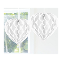 Hangdecoratie hartje wit   papier   D30 cm   versiering   Valentijnsdag/bruiloft