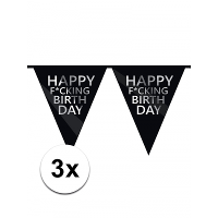 Happy Fucking Birthday vlaggenlijn   3x   Verjaardag wens slinger   kunststof   600 cm   zwart
