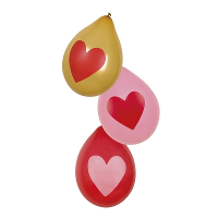 Hartjes ballonnen   6x st   Rood, roze en goud   30 cm   Valentijn   bruiloft versiering