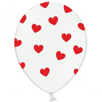 Hartjes ballonnen   6x st   rood/wit   30 cm   Valentijn versiering