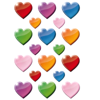 Hartjes figuren stickers   54x stuks   multi kleur   kinderstickers   stickervel   knutselspullen