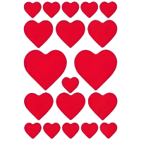 Hartjes love stickers   57x st   1 tot 4 cm   huwelijk   rood   liefde/valentijnsdag