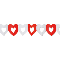 Hartjes slinger   rood/wit   300 cm   papier   liefde/valentijn/bruiloft feest versiering