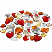 Hartjes strass steentjes rood mix   360x stuks   verschillende maten