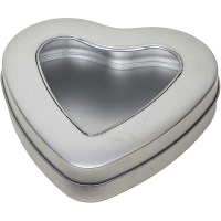 Hartjes vorm opbergblik/bewaarblik met venster   13 x 13 x 3 cm   Cadeauverpakking