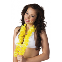 Hawaii krans   geel   stof   hawaikransen   1 meter   tropisch   hawaii slinger