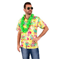 Hawaii shirt/blouse   Verkleedkleding   Heren   Tropische bloemen   geel