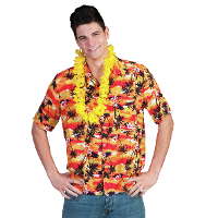 Hawaii shirt   rood/oranje   heren   overhemd   Tropische thema verkleedkleding