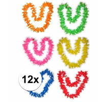 Hawaii slingers of bloemenkransen pakket   12x stuks   personen   mix kleuren   bloemenslingers